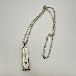 Vintage Sterling Silver Egyptian Cartouche pendant on a 19" SS link chain!